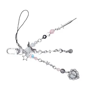 Cloud Charm Keychain Phone Lanyard Crystal Bowknot Syringe