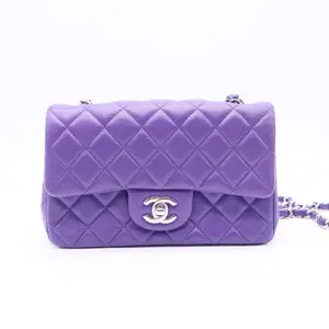 Pre-owned CHANEL Leather Crossbody Bags Timeless Mini Rectangular Purple Lambskin  B20300