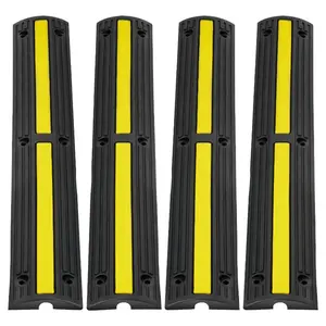 VEVOR 4 Pack of 1-Channel Rubber Cable Protector Ramps Heavy Duty 22046Lbs Load Capacity Cable Wire Cord Cover Ramp Speed Bump Driveway Hose Cable Ramp Protective CoverVEVOR Super Brand Day