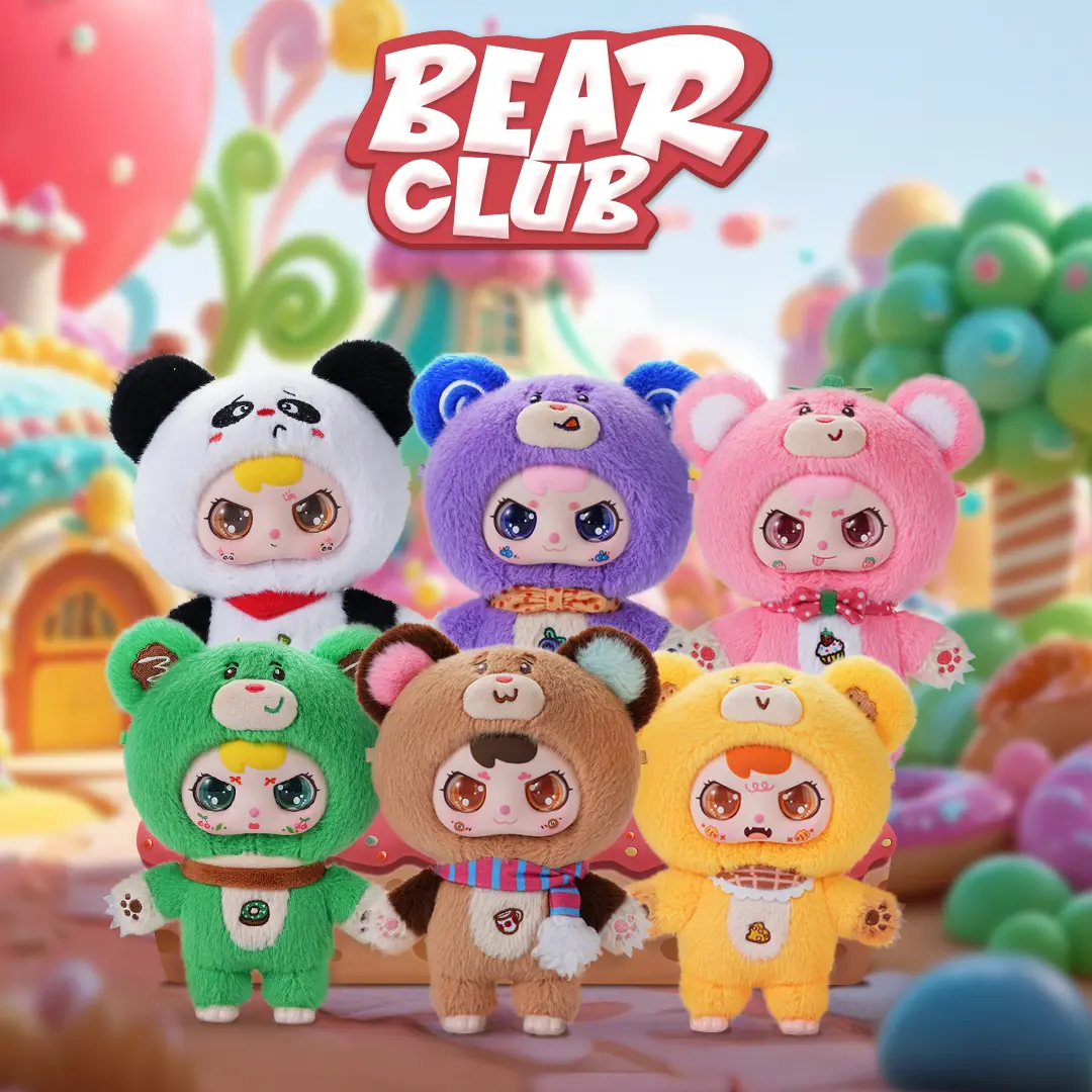 Fluffy Kawaii Soft Plush Gentle-to-Hold Cute Keychain for Daily Carry - Yubi Club Random Bears Series Figures, 1 Box/Full Set Surprise Minifigures, Birthday Gift for Toy Enthusiasts