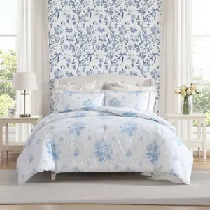 Laura Ashley 2pc Twin Sophia Duvet Cover Bedding Set Blue