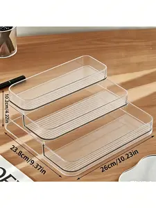 Luxury PET Transparent Step Tray for Cosmetics Perfume Aromatherapy Display,Minimalist 3-Tier Transparent Step Shelf Dorm Desk Cosmetic Organizer