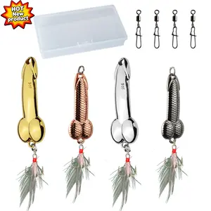 4PCS-Funny & Effective Fishing Lures with Feather Trident Hooks – Surface Bait for Freshwater & Saltwater, Perfect Gag Gift for Anglers, Great for Any Holiday