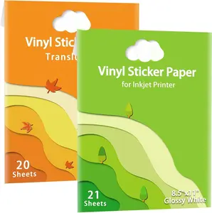 Printable Vinyl Sticker Paper for Inkjet Printer  Decal Paper Self-Adhesive Sheets 8.5"x11"- Dries Quickly and Holds Ink Beautifully