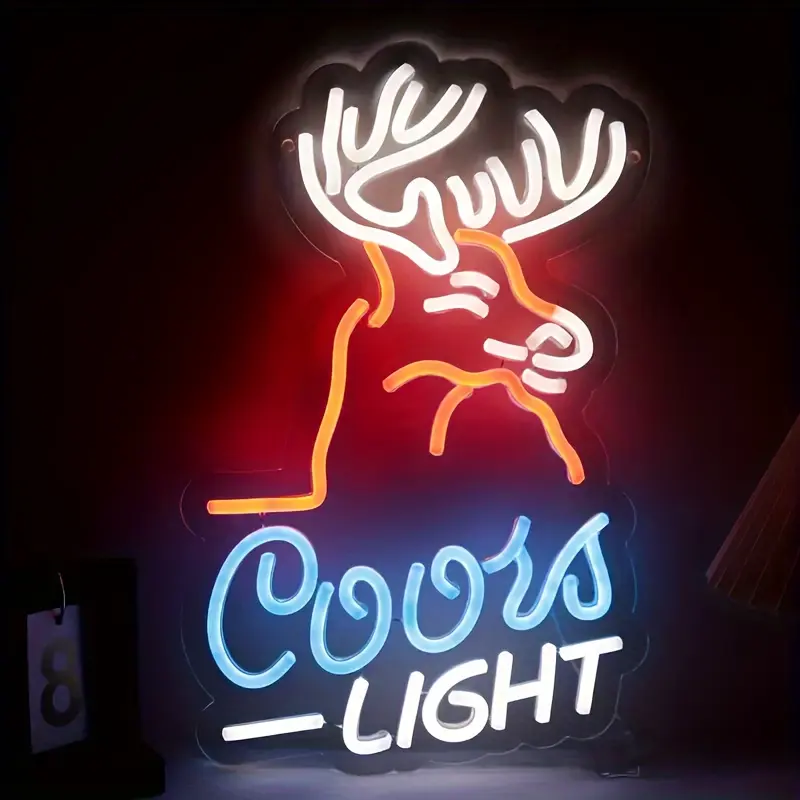 ROSNEK Deer Head LED Neon Sign - Wall-Mounted Indoor Wall Light, Men's Room Home Decor Oddity, Home Improvement Lighting Accessory