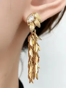 Wheat Ear Cuffs for Women, Long Elegance Design, Sparkling Diamond Accents, Unique Luxury Jewelry Accessory
