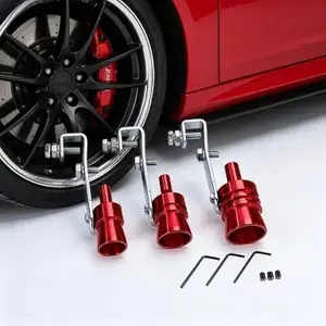 3Pcs Car Turbo Sound Universal Aluminum Turbo Whistle Muffler Pipe Whistle Car Roar Maker 3 Sizes(Red)