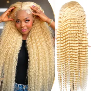 613 Deep Wave Lace Front Wig Human Hair 13x6 HD Lace Glueless Wig Pre Plucked Blonde Wig with Baby Hair For Women