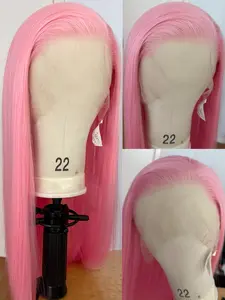 26Inch Pink Wig,Long Silky Straight Wigs 13x4 Lace Front Wig for Women, Transparent Lace Natural Hairline Free Part, Heat-Resistant Synthetic Fiber, Daily Wear Cosplay Party Wig