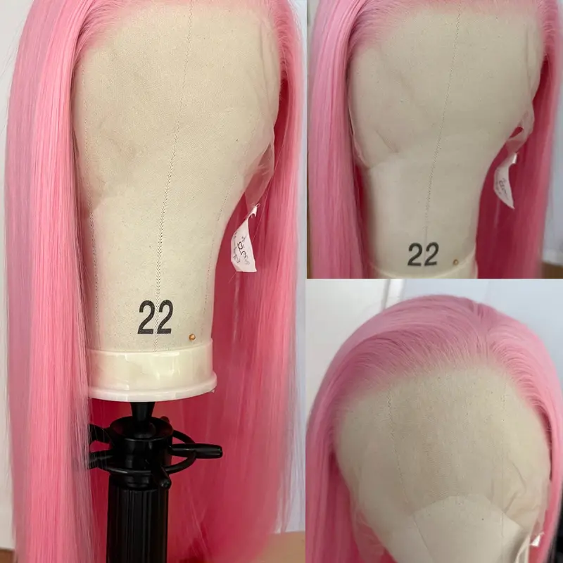 26Inch Pink Wig,Long Silky Straight 13x4 Lace Front Wig for Women, Transparent Lace Natural Hairline Free Part, Heat-Resistant Synthetic Fiber, Daily Wear Cosplay Party Wig, Synthetic Material Wigs