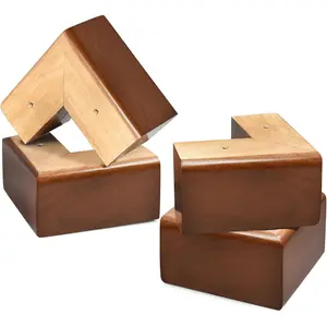 Solid Wood L-Shaped 3 inch Furniture Legs Bed Risers, 4 Pack for Sofa Couch Dresser Cabinet Table Couch Feet Bed Lifters
