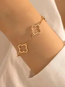 Four-leaf Clover Design Charms Bracelet, Trendy Jewellery Accessories, Fashionable Jewelry for Women & Girls, Trendy All-match & Exquisite Jewelry for Birthday Gift