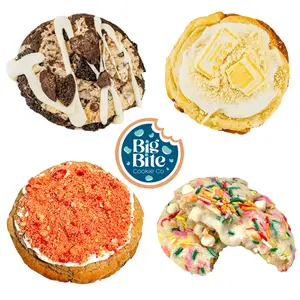 Big Bite Cookie Co -Stuffed Collection | TikTok Viral Cookie - 4 ct of Big 6oz cookies | Cookies & Cream Dream Birthday Cake Banana Pudding Strawberry Shortcake | Sweet Treat Snack -Individually Wrapped & Ready To Enjoy!