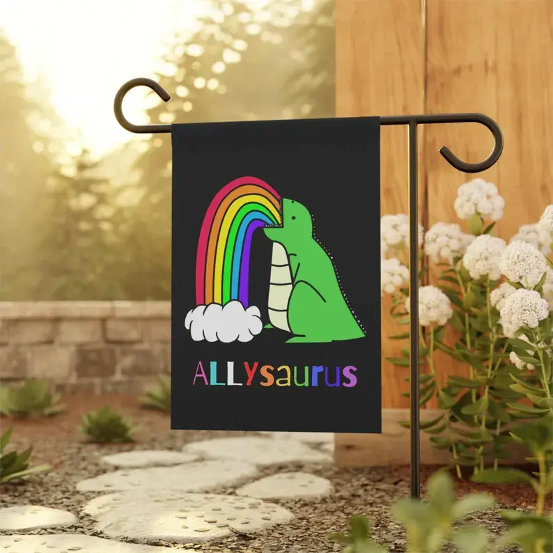 Rainbow Allysaurus Garden Flag, Outdoor Pride LGBTQ+ Banner, Pride Flag For Lesbian, Gay, Bisexual, Human Right, Transgender
