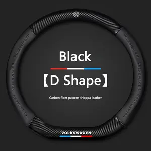Leather Car Vehicle Anti-slip Leather Steering Wheel Cover For VW GTI Polo Golf Passat Tiguan Arteon Touareg Taigo Caddy GTD Interior Accessories