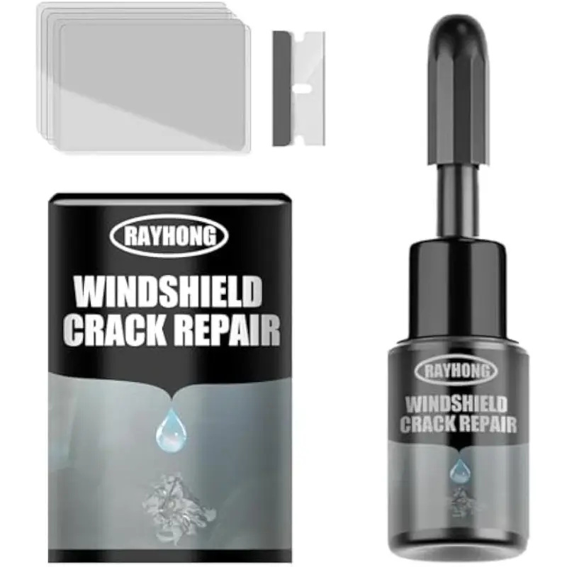 Rayhong Windshield Crack Repair Kit, Windshield Crack Adhesive, Car Windshield Chip and Crack Repair, Easy-To-Use Quick Windshield Repair Car Glass Repair Tool, Durable Automotive Fix, Cracked Windshield Repair Kit