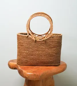 Rattan Bag Sunduna - Handwoven Natural Rattan Tote | Eco-Friendly HardWoven Bag for Everyday Use Authentic Indonesia Imported