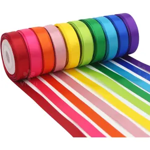 3/8 Inch Satin Ribbon Set – 10 Rolls Rainbow Double Face Ribbon for Gift Wrapping, 5 Yards Each (Total 50 Yards), Decorative Ribbon for Presents & Party Favors