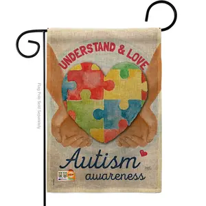 Breeze Decor BD-ST-G-115131-IP-DB-D-US18-BD 13 x 18.5 in. Understand Autism Awareness Burlap Inspirational Support Impressions Decorative Vertical Double Sided Garden Flag