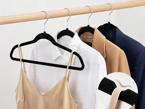 Black Velvet Hangers 60 Pack – Non Slip Heavy Duty Clothes Hangers with 360° Rotating Silver Hook, Slim Space Saving Suit Hangers for Closet Organizer