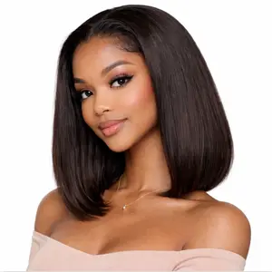 Glueless Bob Human Hair Wig Ready to Wear 13x4 HD Lace Front Pre-Plucked 180 Density Short Straight  Beginner Friendly For black women