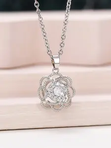 1 PC Elegant Cubic Zirconia Minimalist Chain Necklace Pendant For Women For Wedding Engagement Anniversary Party Jewelry Valentine's Day Gift Exquisite Jewelry Gift