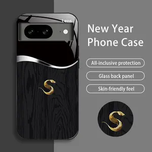 Suitable for [Google Pixel 8] New high-end creative auspicious wood grain snake mobile phone case New business simple tempered glass mobile phone case Affordable anti-fall and anti-fingerprint-888