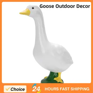 Resin Garden Goose Statue Lifelike Large White Goose Sculpture Ornament for Outdoor Yard Pool Decor Garden Yard Decoration