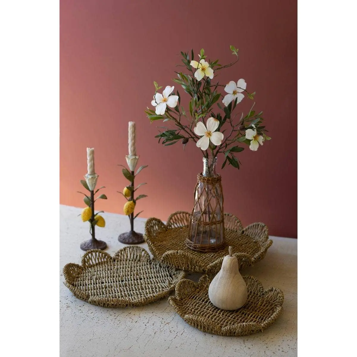 Scalloped Woven Seagrass Trays (3 sizes)