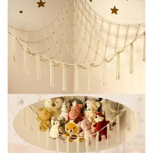 Stuffed Animal Storage Hammock or Net Corner - Large Toy Hammock Net for Stuffed Animals Room Decor - Cute Stuff Animal Organizer Plush Holder - Kids Baby Nursery Essentials Wall Bedroom Home Decor