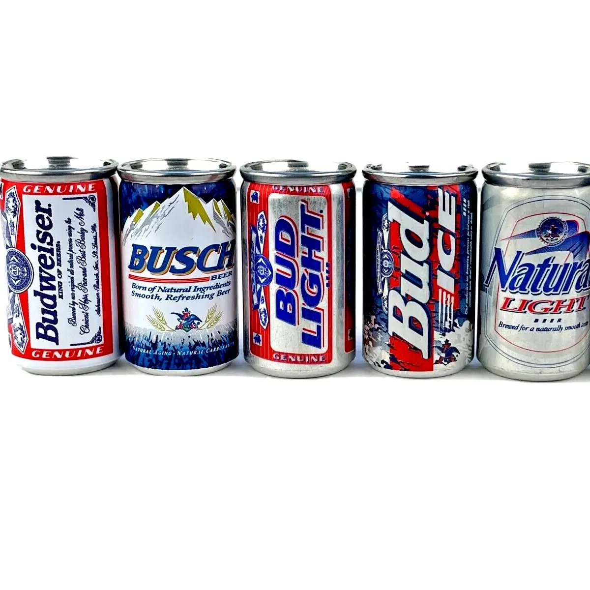 Mini Cans 6 Pack 1998 Anheuser Busch Made in Italy - Budweiser, Bud Light, Busch, Natural Ice, Natural Light Beverage Drink