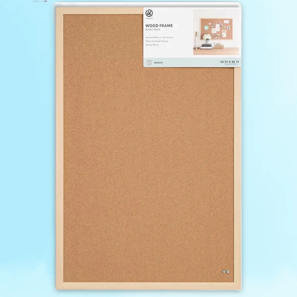 23.75x35.75 Birch Wood Frame Bulletin Board - Magnetic Cork Board for Office School, Wall Mount Pin Board, Large Size, Easy to Install