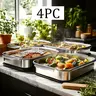 4pc Extra Large Durable Stainless Steel Bakeware Set - Nonstick Thick-Bottomed Rectangular Oven-Safe Cake Tins with Lids, Grill-to-Serve Mold Set for Desserts, Ideal Mother’s Day Gift