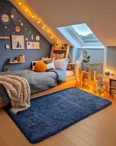 Blue Rug, Boys Rugs for Bedroom Royal Dark Blue Carpet Nursery Aestheti 3x5 Carpet