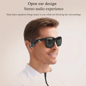 VTYVTY Smart Audio Glasses, Bluetooth 5.3 Open Ear Sunglasses, Wireless Stereo Sound Glasses with Hands-Free Calling, Voice Control, UV Protection for Driving, Cycling, Running & Outdoor Sports
