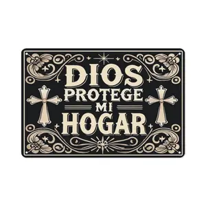 1pc God Bless Our Home | Rustic Spanish Metal Sign - Easy Hang Catholic Wall Decor ,20×30cm
