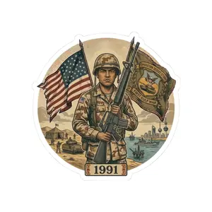 Operation Desert Storm Vintage Soldier Kiss-Cut Sticker