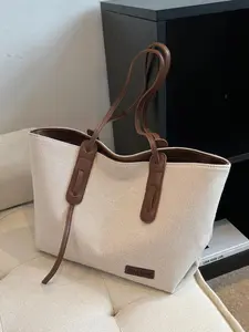 Women's Summer 2024 Elegant Large Capacity Tote Bag with Pockets Inside, Casual Trendy Handbag & Shoulder Bag, Tote Bag for Trip & Business, Ladies Purse, Stylish Tote Bag