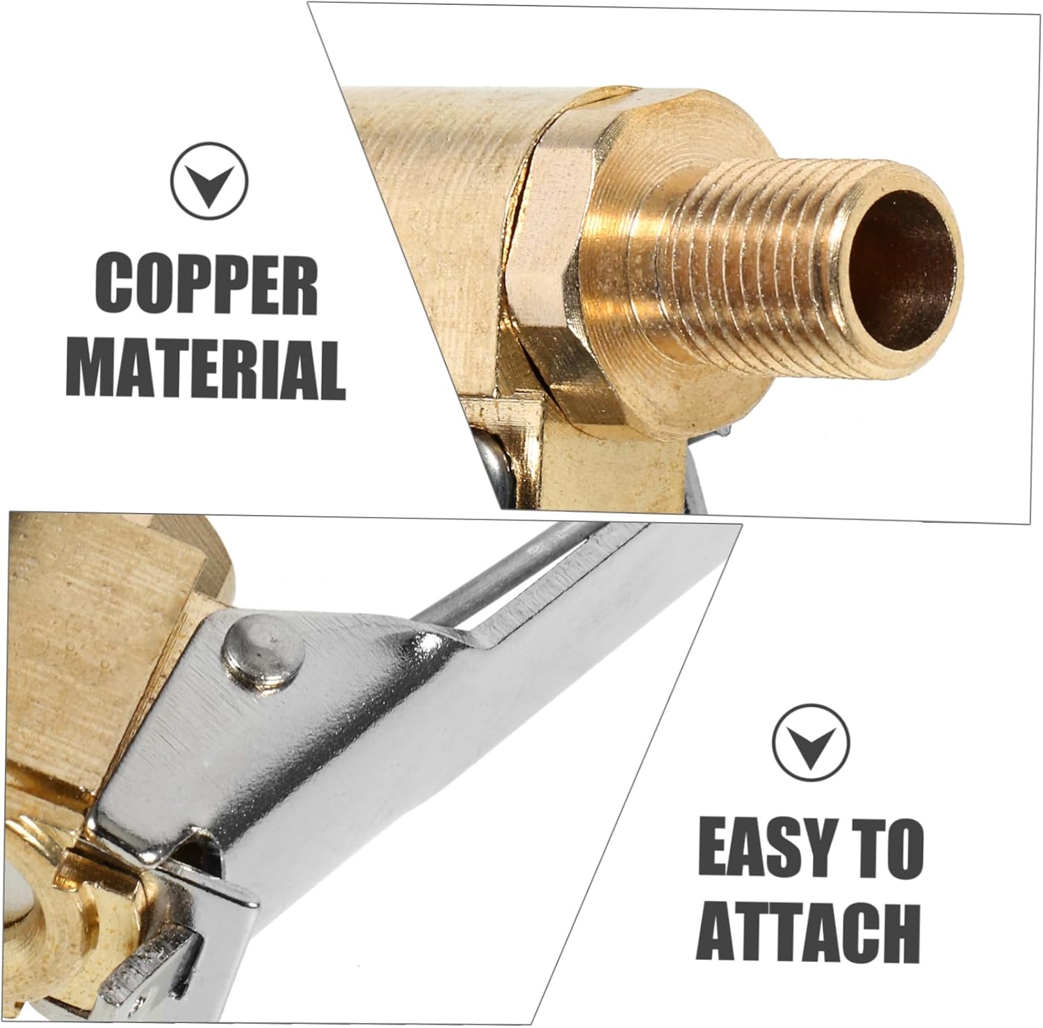 2 Pack Brass 8mm Clip-on Car Tire Air Chuck Inflator Connector Adapter Portable Tyre Wheel Inflatable Nozzle