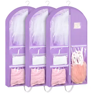 Linodes Dance Costume Bags Garment Bag 40'' for Dance Travel/Competition Storage Zipper Pockets Protective Clear Pvc
