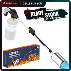 SonDiiKo Big Flame Propane Torch Head Kit, Weed Torch, Heavy Duty Blow Torch Detachable Propane Weed Torch with High Output 45,000 BTU for Garden Stumps Wood Ice Snow Roofing, Black & Red (Propane Tank Not Included)