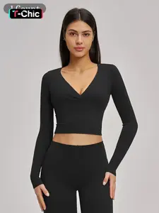 Women's Long Sleeve Yoga Top, European & American Style Spring Summer Pilates Workout Shirt, Versatile Fitness T-Shirt for Women, Athletic Yoga Tops, Gym Workout Tops