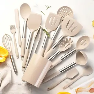 Silicone Cooking Utensil Set, 15pcs/set Heat Resistant Silicone Cooking Kitchen Utensils Set, Non-stick Kitchen Cookware with Stainless Steel Handle, Silicone Spatula Set