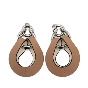 Pre-owned HERMÈS Calfskin Small Leather Goods Villevolt GM Swift Earrings