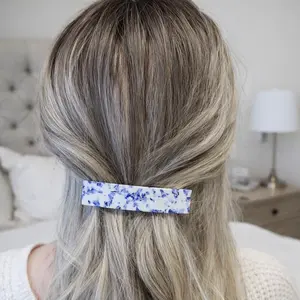 Blue Marble Acrylic Barrette