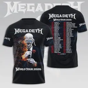 3D shirt,polyester  Hot Rare! Megadeth 2026 World Tour   U18.429