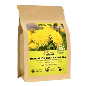 FullChea - Dandelion Leaf & Root Tea bags, 50 Teabags - Natural Dandelion Herbal Tea for Liver & Kidney Health - Non-GMO - Caffeine-free - Support Digestion & Boost Immune System