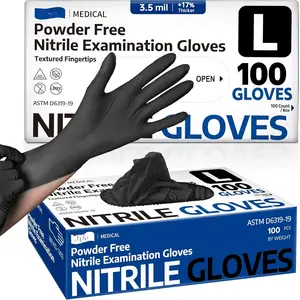 Puncture Resistant Black Nitrile Gloves – Stretchable Rubber Gloves for Household & Industrial Use – For Window Cleaning, Furniture Dusting & General Maintenance – Strong & Reliable