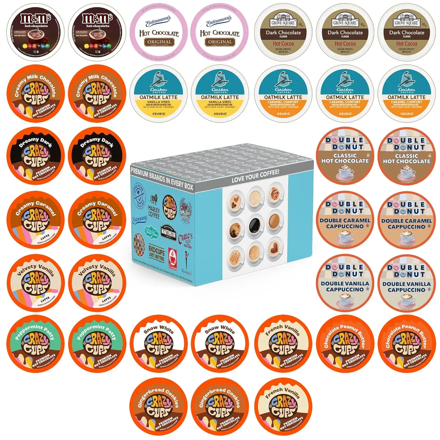 Crazy Cups Cappuccino & Hot Chocolate Variety Pack, Including Flavored Hot Chocolate & Cappuccino Coffee for Keurig K Cup Machines, Coffee Gift Set, Hot Chocolate Gift Set, 36 Count(Pack of 1)