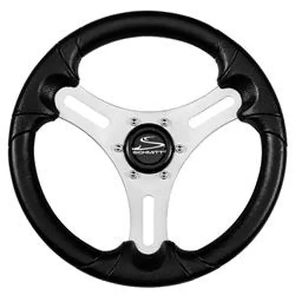 Schmitt & Ongaro Marine Torcello Lite Aluminum Wheel (PU063104-01R) - 13 in. Rim, 0.75 in. Hole, 1.75 in. Tapered Hub, Silver Spokes, Plastic Black Center Cap for Runabouts, Ski Boats, Wakeboard Boats